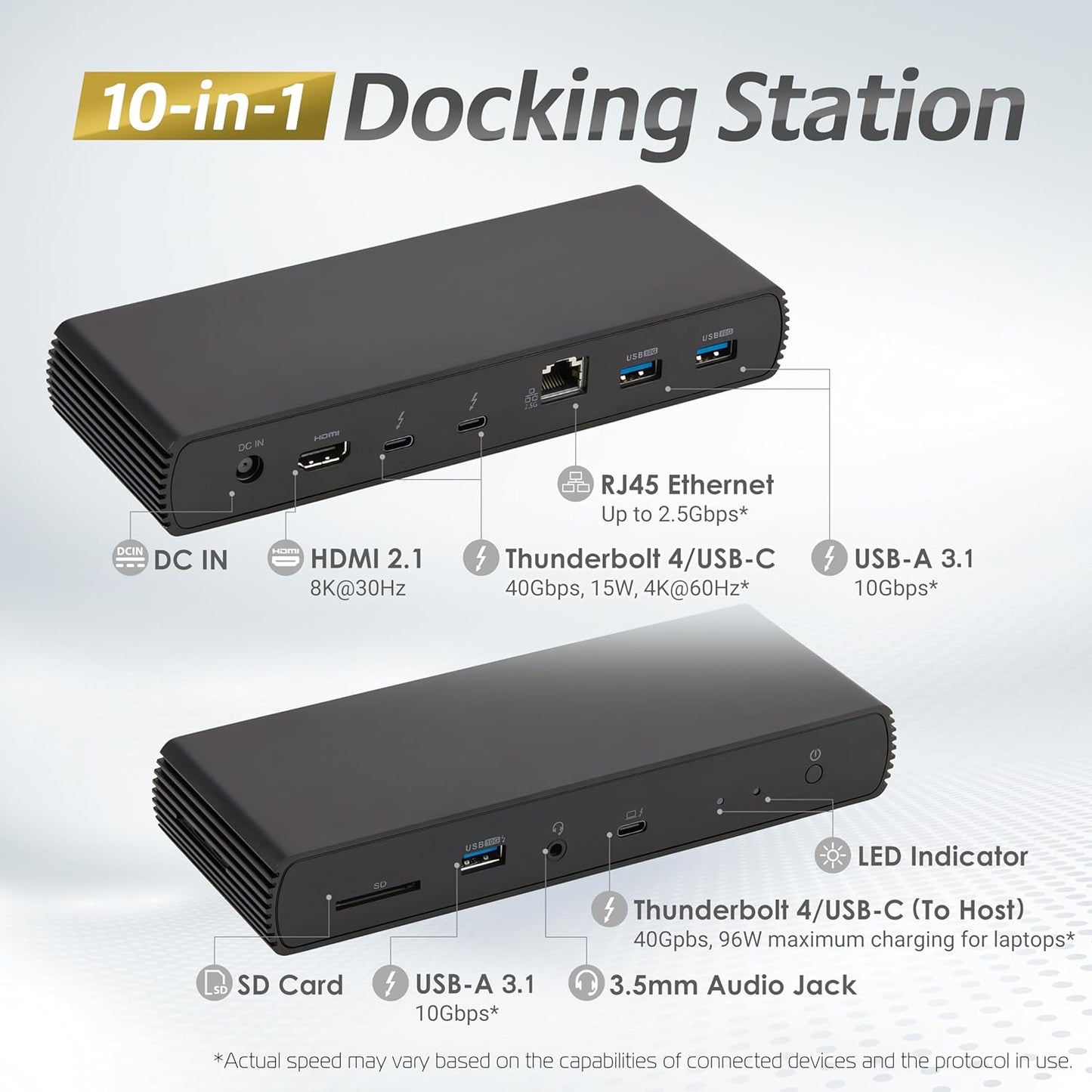 Thunderbolt4/Usb4 Pro Docking Station,2Xtbt4,1Xhdmi2.1,3Xusb a 3.1,Rj45,Dual Display, Black, 7.86 X 2.95 X 1.23 Inches