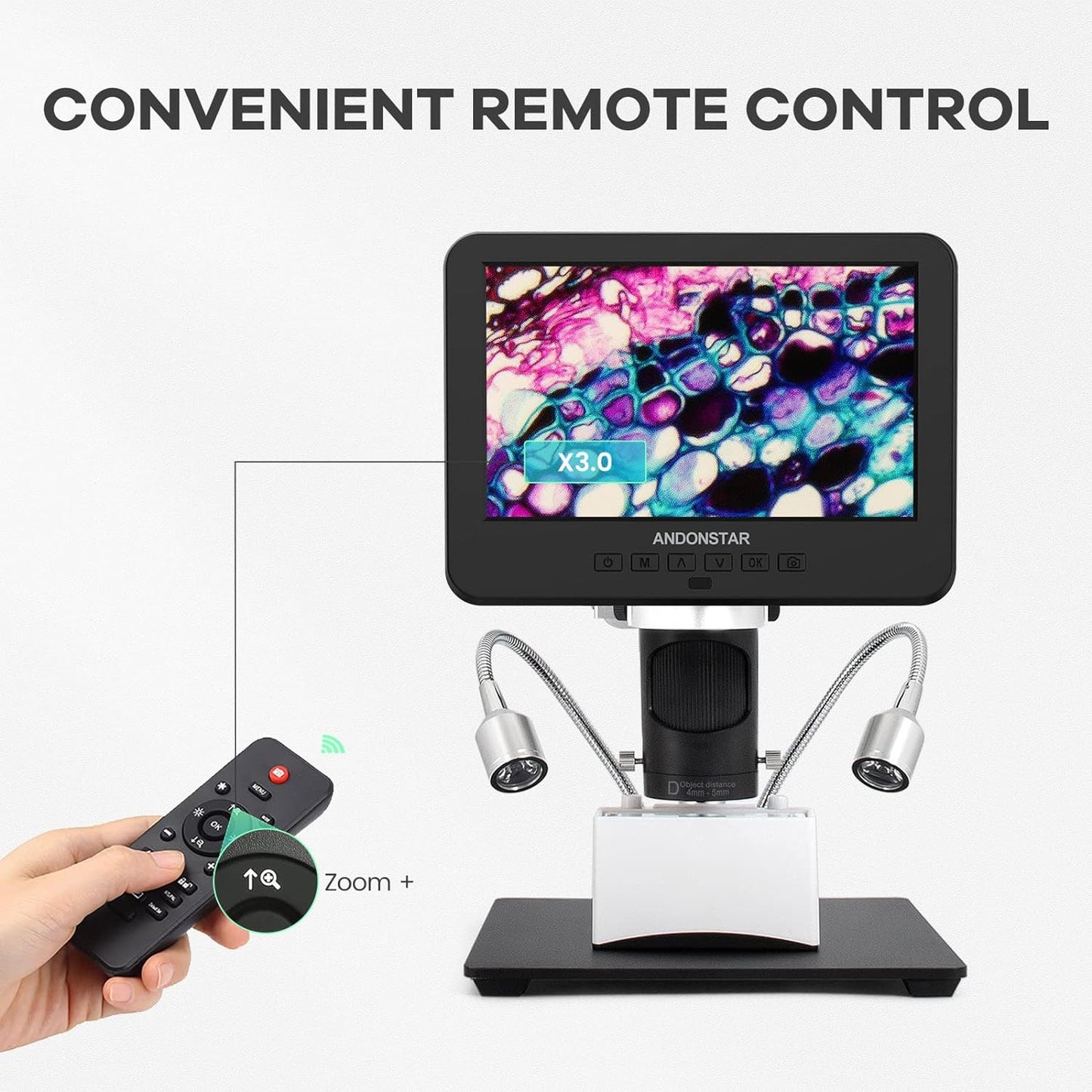 AD246S-M HDMI Digital Microscope 2000X for Adults, 3 Lens 2160P UHD Video Record, 7 Inch LCD Soldering Microscope for Electronics Repair, Error Coins, Pro Boom Arm Stand, Windows Compatible