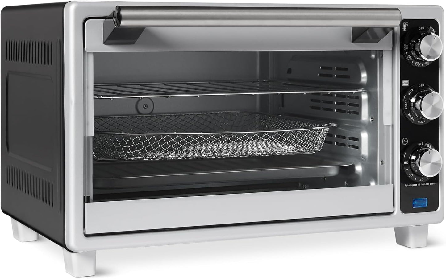 6-Slice 23-QT Toaster Oven with Built-In Air Fryer, 7-In-1 Cooking Options, 60-Min Timer & Adjustable Temperature (200℉ - 450℉), with Accessories, 1500W, Stainless Steel, Silver/Gray
