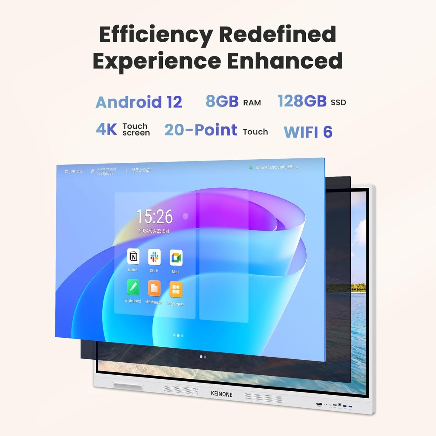 Interactive Smart Board for Classroom, 55” 8+128 GB Electronic Digital Whiteboard Built-In Android OS & Open App Ecosystem - 4K Touchscreen Smartboard for Home Office School Studio Display