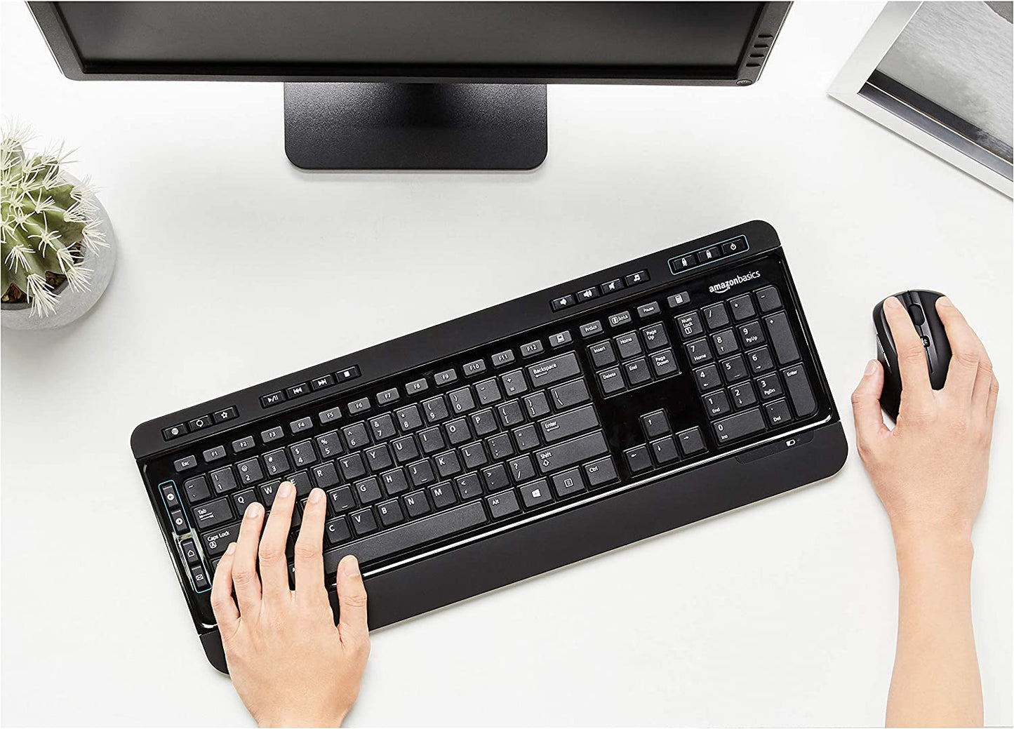 Full-Sized Wireless Computer Keyboard and Mouse Combo, QWERTY Layout, 2.4 Ghz USB Receiver, Black, Pack of 10