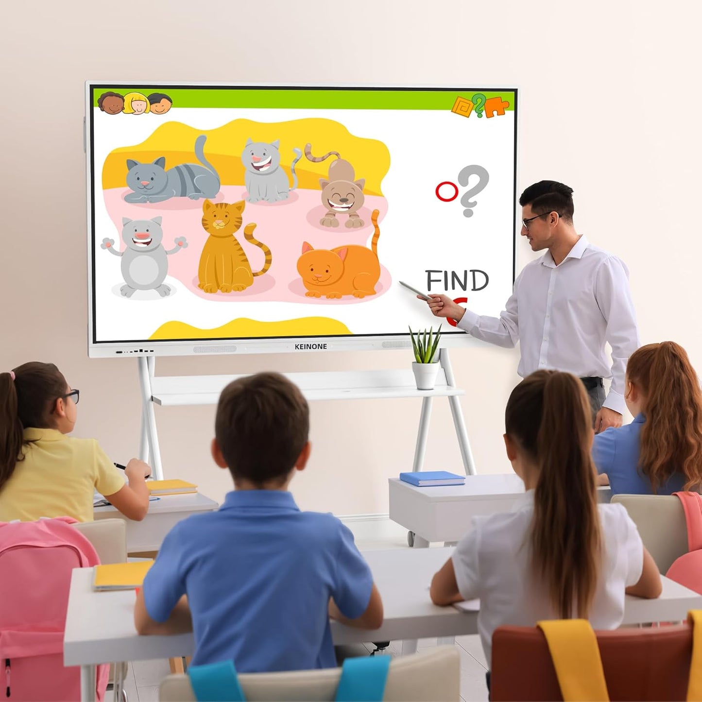 Interactive Smart Board for Classroom, 55” 8+128 GB Electronic Digital Whiteboard Built-In Android OS & Open App Ecosystem - 4K Touchscreen Smartboard for Home Office School Studio Display