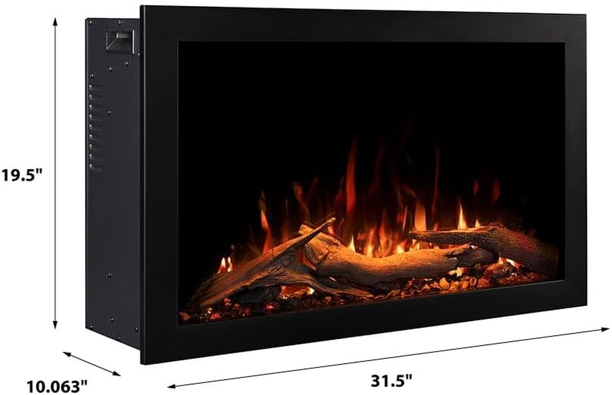 Highmark Traditional 30 Inch Built-In Smart Electric Fireplace Insert with Remote Control | Alexa/Wifi Enabled | Electric Firebox Heater with Multi-Color Flames | 1500W