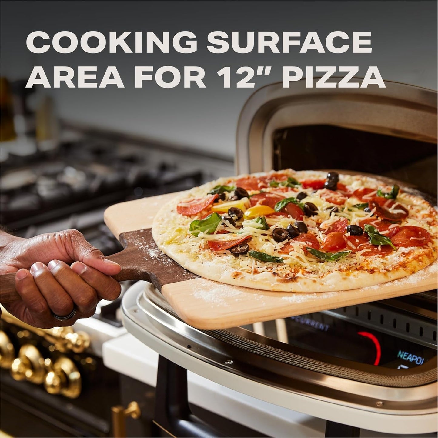 ® Model P Smart Electric Pizza Oven, 12-Inch, 850°F Max, 5 Cooking Modes, App Connectivity for Temperature Monitoring & Custom Cooking Times, Compact for Indoor & Outdoor Use, Beige