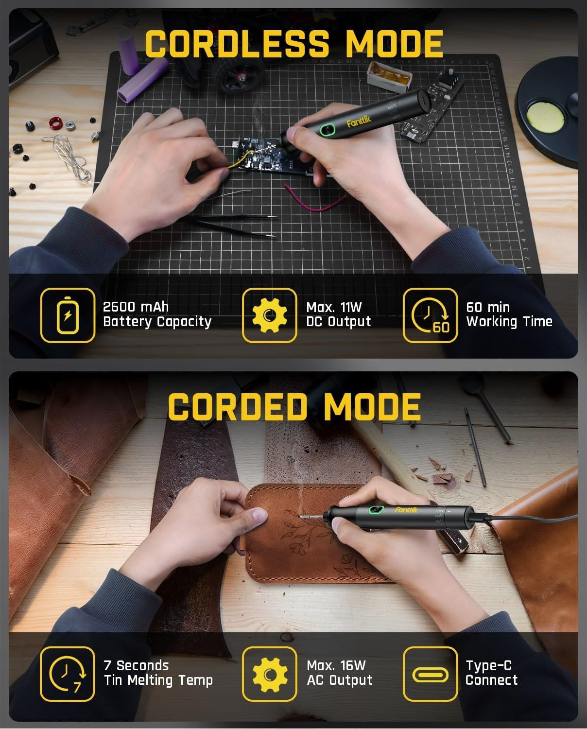 T1 Max Soldering Iron Kit, Cordless Soldering Iron, 7 Seconds Fast Heating(390°F-840℉), Auto Sleep, 4 Precision Soldering Tips(C210), 360° Swivel Stand, Soldering Iron for Precision Repair