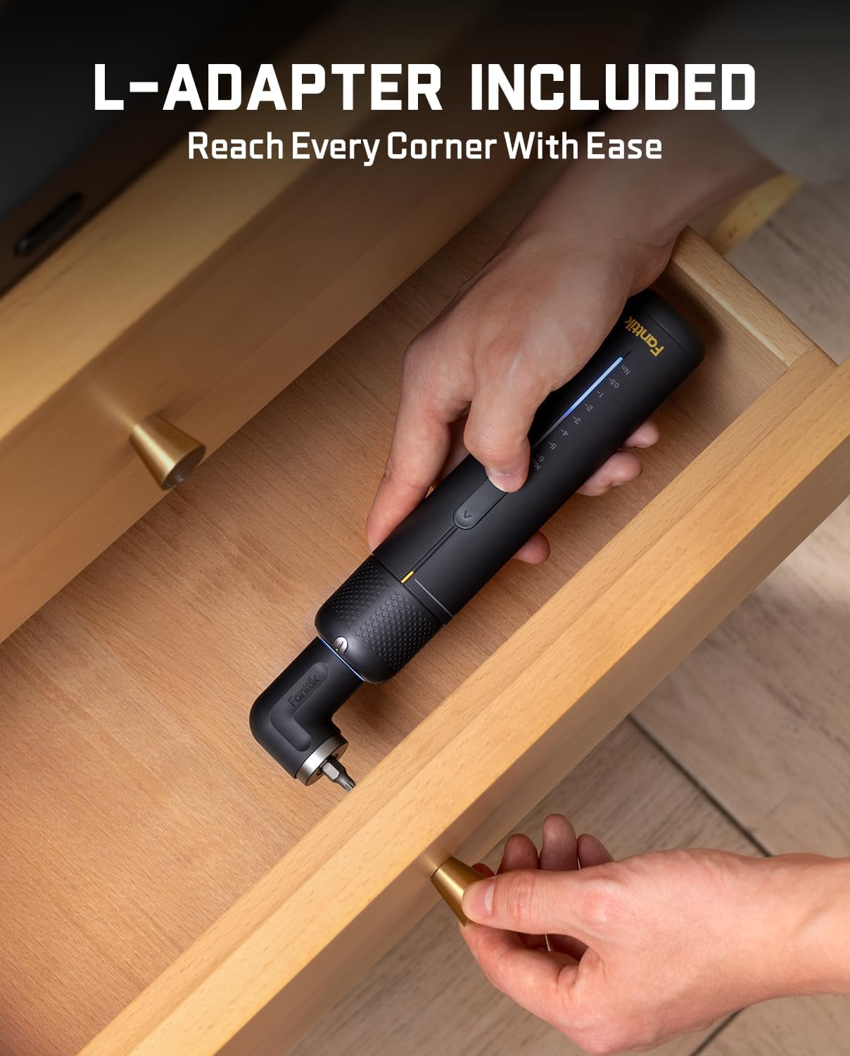 S2 Pro 3.7V Electric Screwdriver, Cordless Screwdriver Set, 7 Torque Settings, 0.5 to 6N.M, 20 Magnetic Bits, 1/4''Hex Shank, with 90° Angle Adapter, for Furniture, Household Repairs