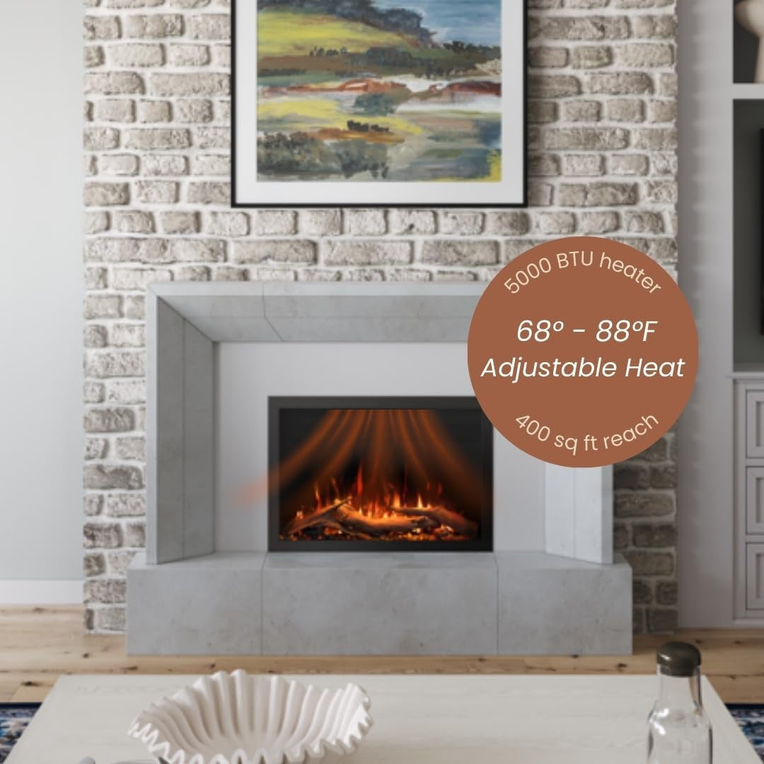 Highmark Traditional 30 Inch Built-In Smart Electric Fireplace Insert with Remote Control | Alexa/Wifi Enabled | Electric Firebox Heater with Multi-Color Flames | 1500W