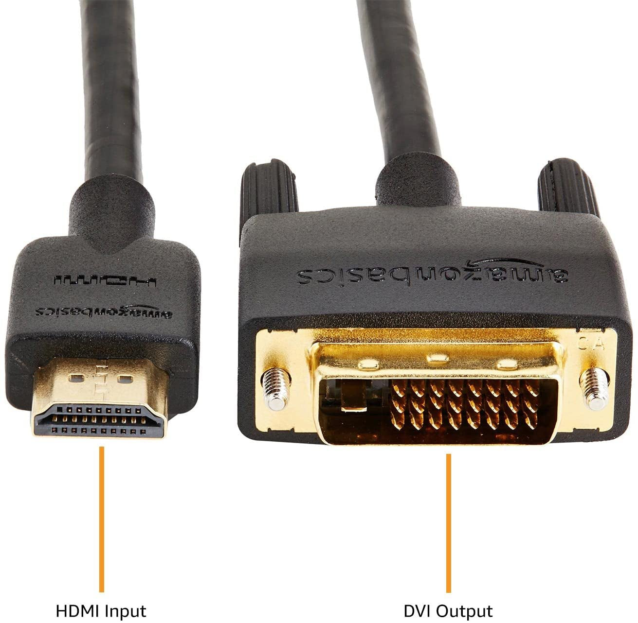 HDMI to DVI Adapter Cable, Bi-Directional 1080P, Gold Plated, Black, 6 Ft, 36-Packs