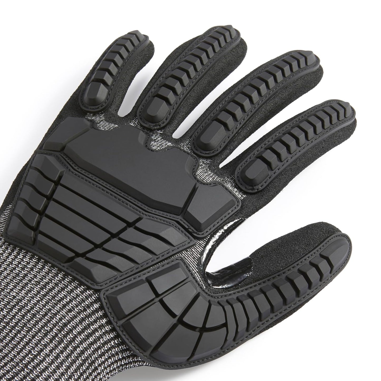 Cut Level A2, Abrasion ANSI Level A4, Impact Protection Gloves with Touch Screen Friendly 15G Sandy Nitrile Palm, Pack of 100 Pairs, Black, Size X-Large