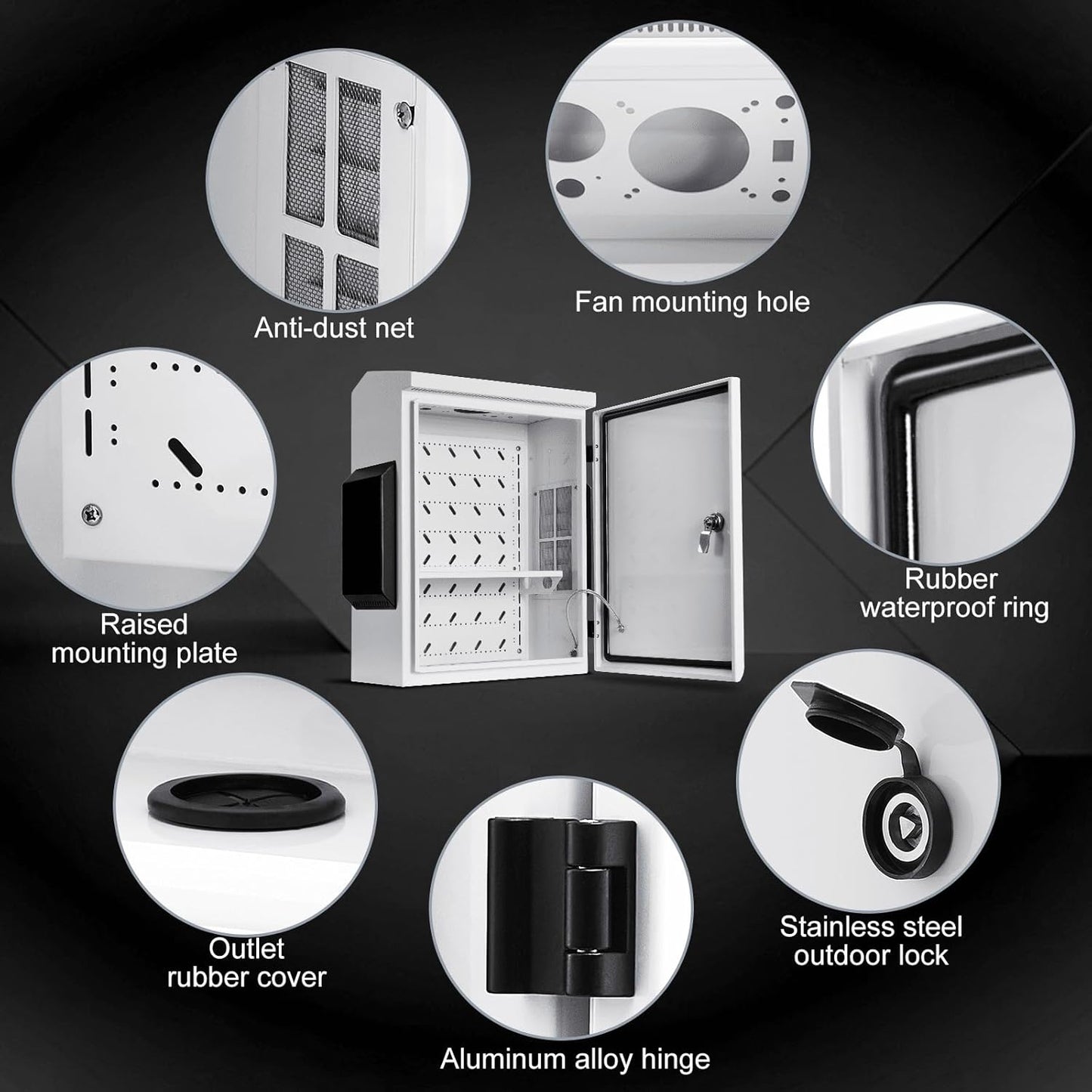 Outdoor Electrical Box, Cold-Rolled Steel Plate, Aluminum Alloy Back Beam, One-Piece Ventilation Design, IP65 Waterproof, Wall/Pole Mounted (19.6" X 15.7" X 7.9)