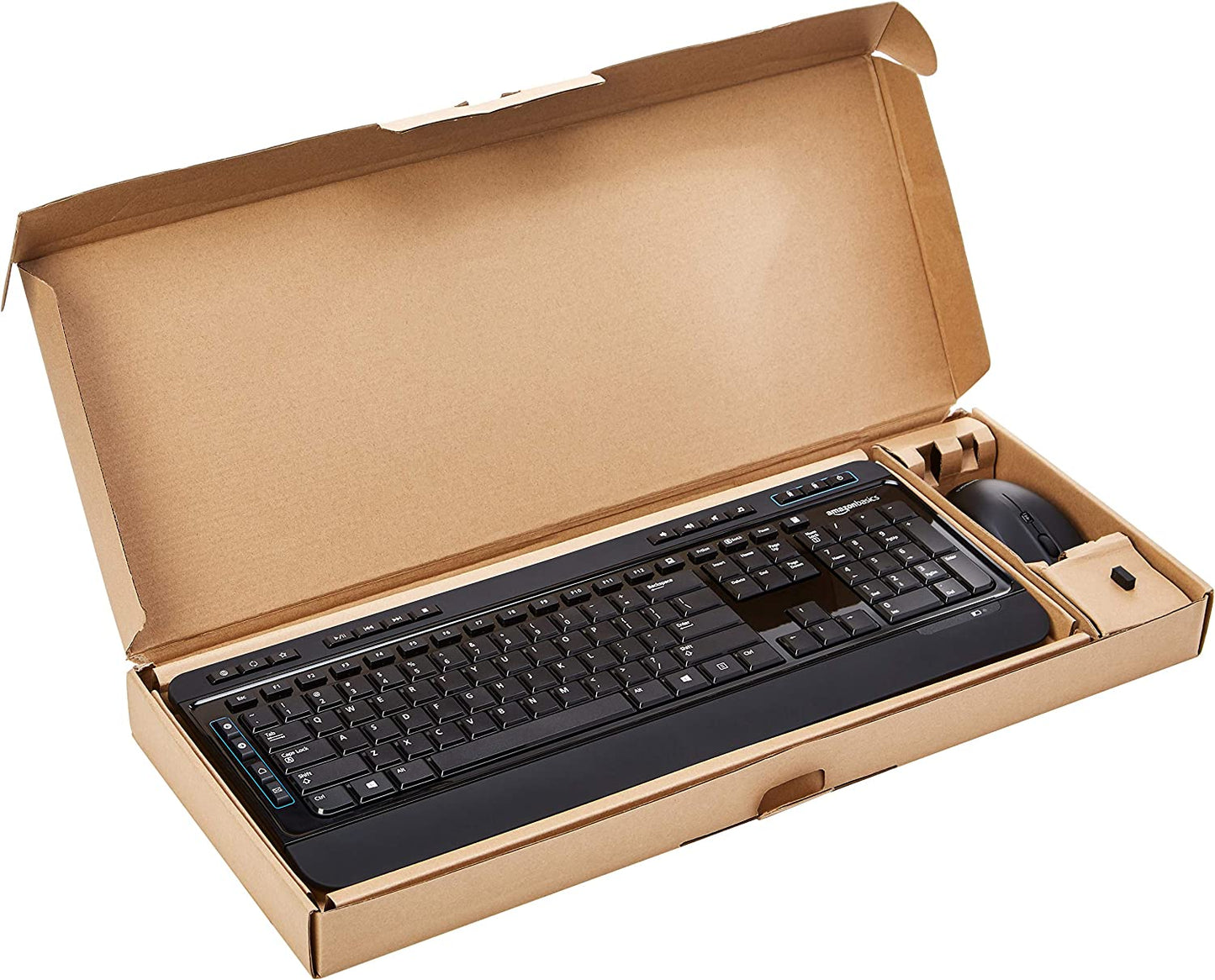 Full-Sized Wireless Computer Keyboard and Mouse Combo, QWERTY Layout, 2.4 Ghz USB Receiver, Black, Pack of 10