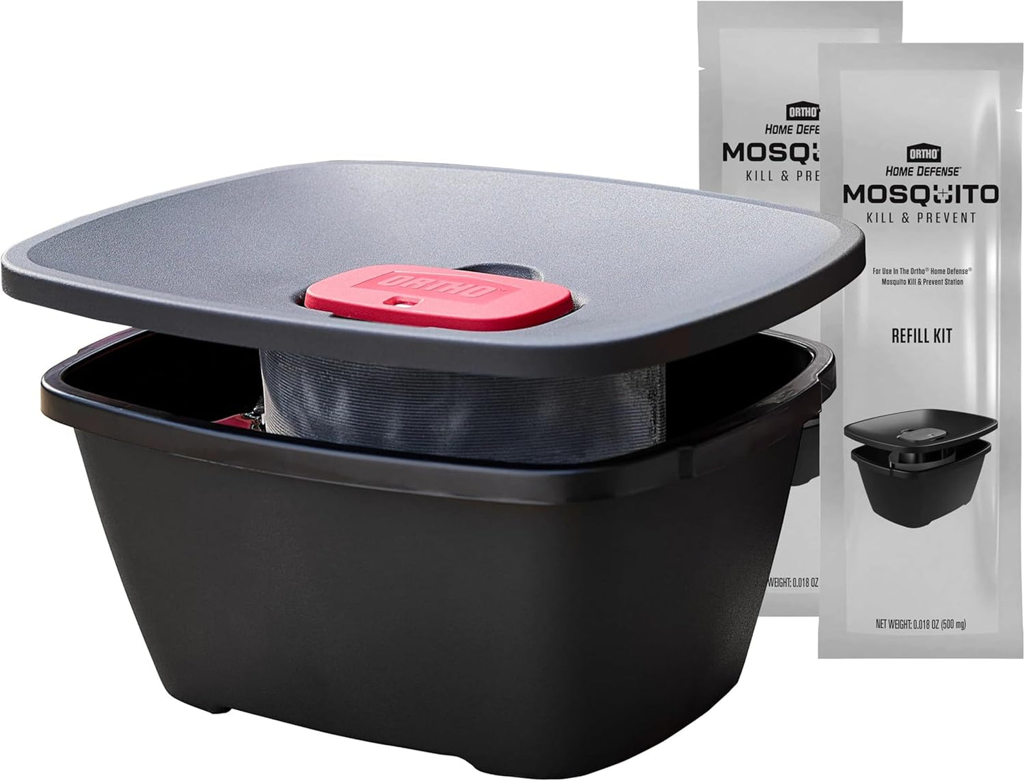 Home Defense Mosquito Kill and Prevent, Controls Mosquitoes and Larvae, Silent, Easy-To-Use, Protects up to 4,300 Sq. Ft., 1 Mosquito Station and 2 Refill Bands
