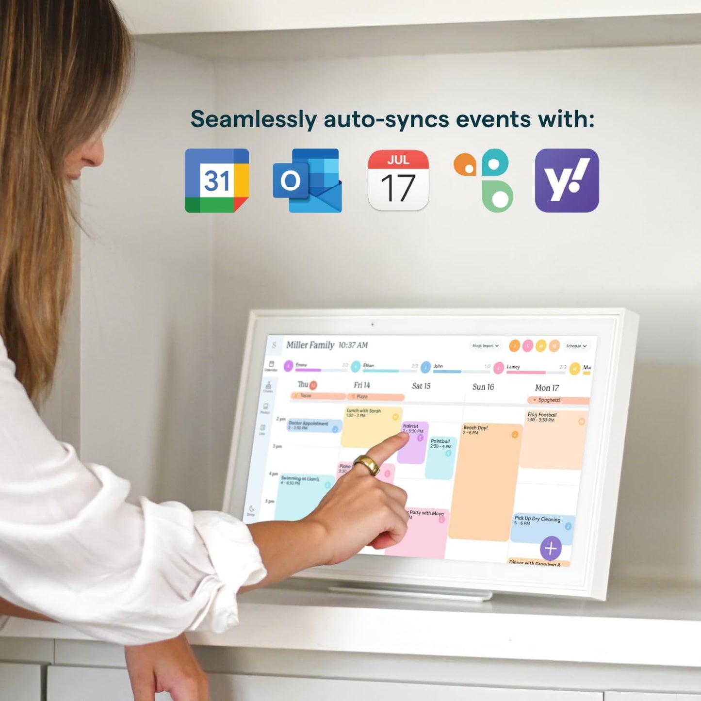 Calendar: 15-Inch Wall Planner Digital Calendar & Chore Chart, Smart Touchscreen Interactive Display for Family Schedules – Wall Mount Included, Great for Organizing Your 2025 Calendar