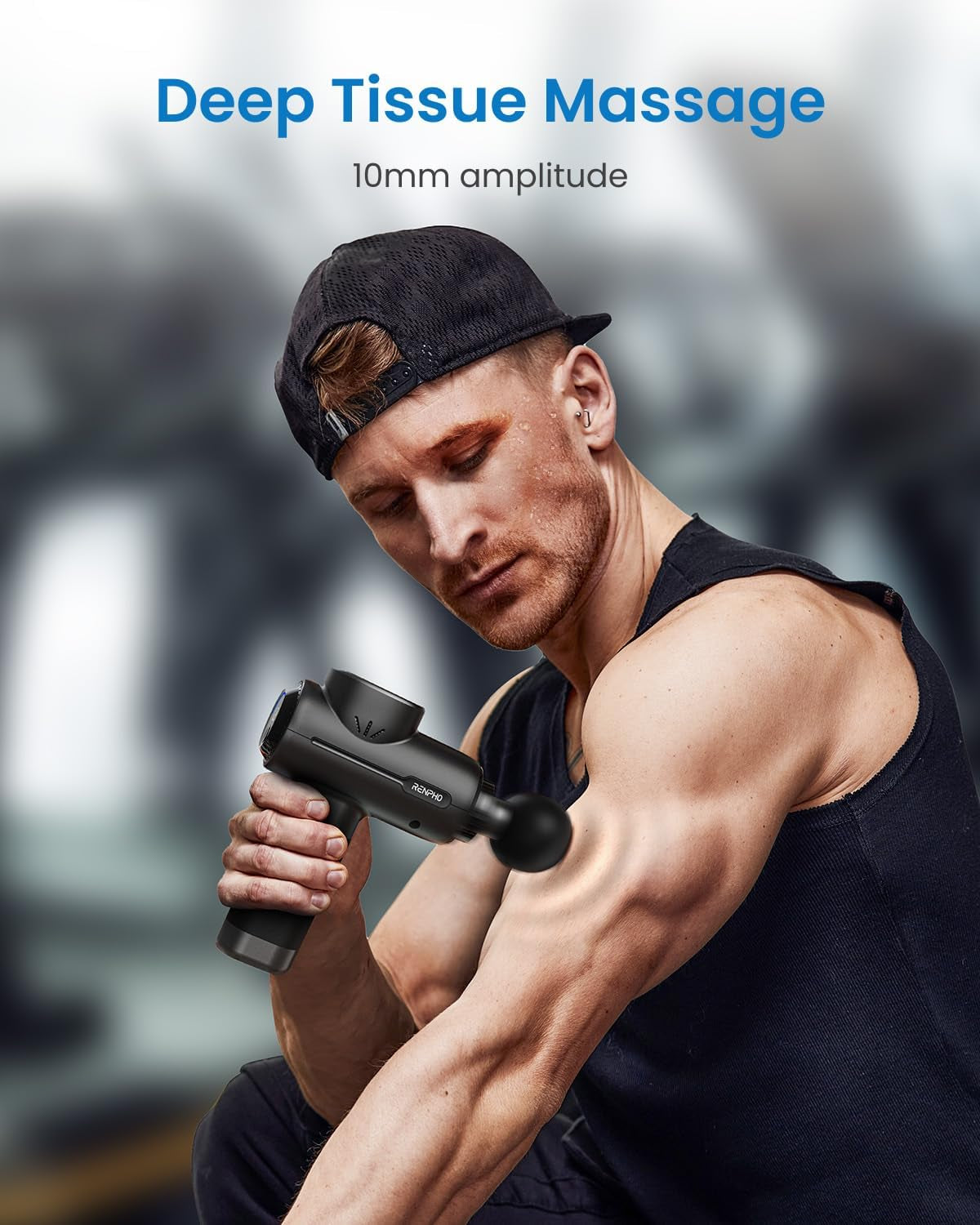 Massage Gun Deep Tissue, Portable Percussion Muscle Massager with Bluetooth, Handheld Device for Back and Neck, Carry Case, Gifts for Men and Women