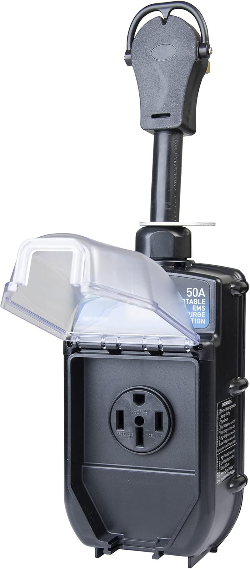 Portable RV Surge Protector, 50 Amp EMS with Integrated Display, Fault Detection, and All Weather Shield Assembly - EMS-PT50X