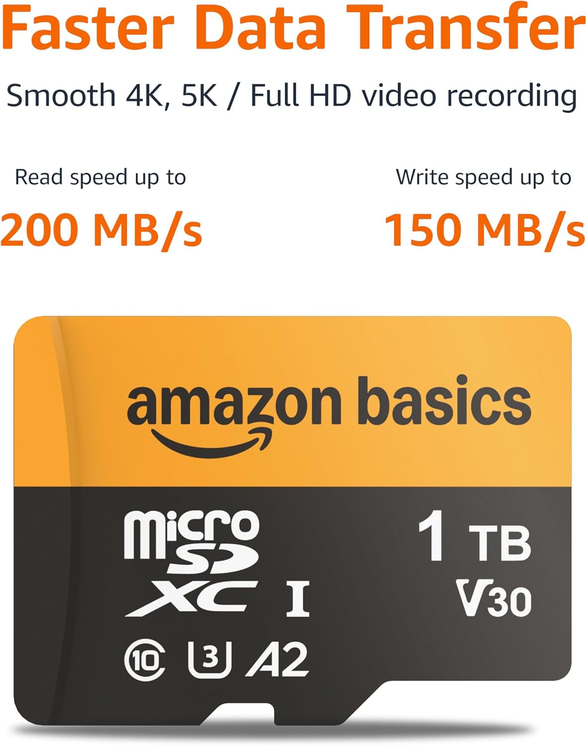 1TB Microsdxc Card with Adapter, Read Speed up to 200Mb/S, 1-Pack