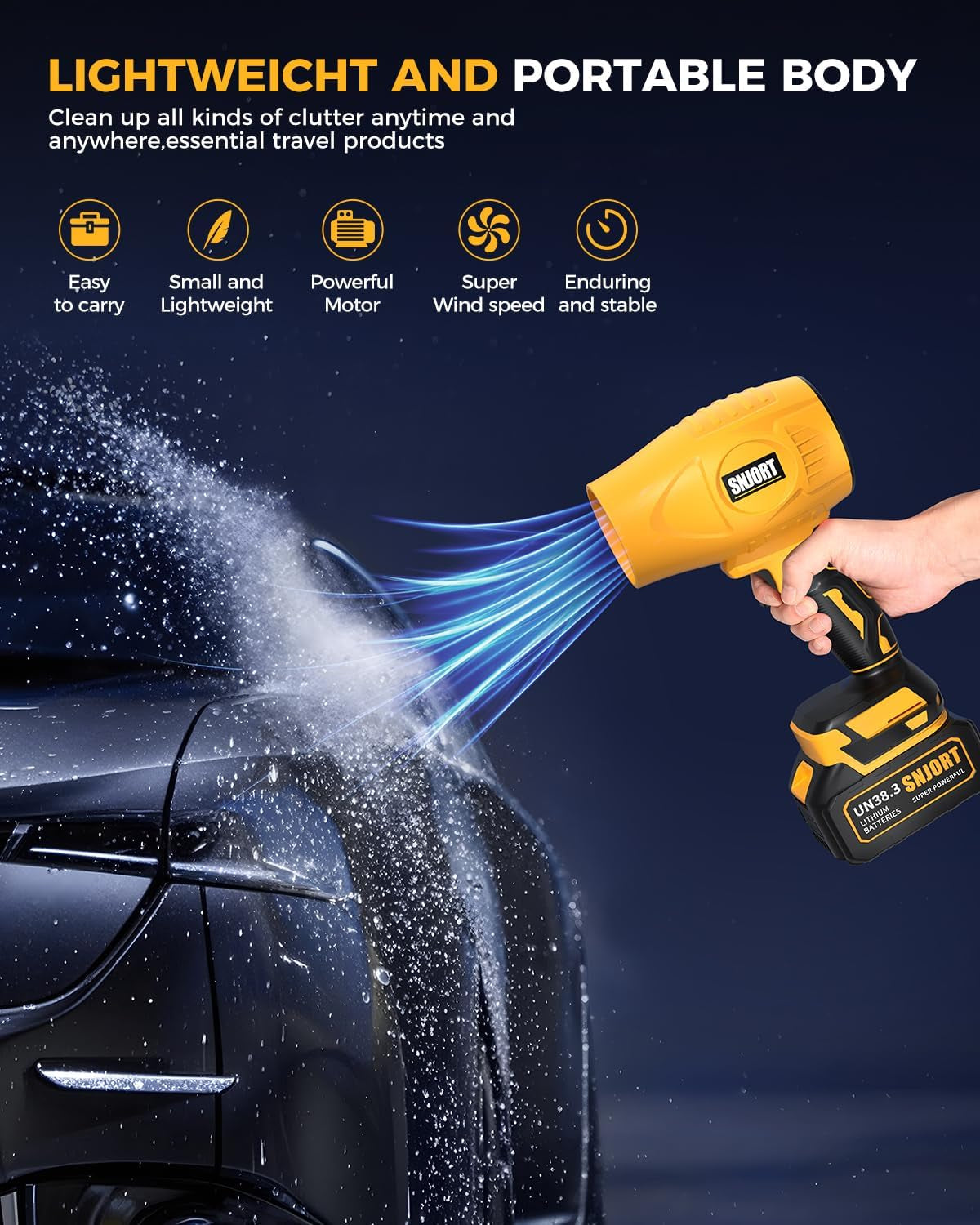 Leaf Blower Cordless with Battery and Charger,500,000 Rpm,Extended Nozzle,Lightweight Handheld Design,Blower for Patio Cleaning,Car Blowing Water,Blowing Leaves and Dust