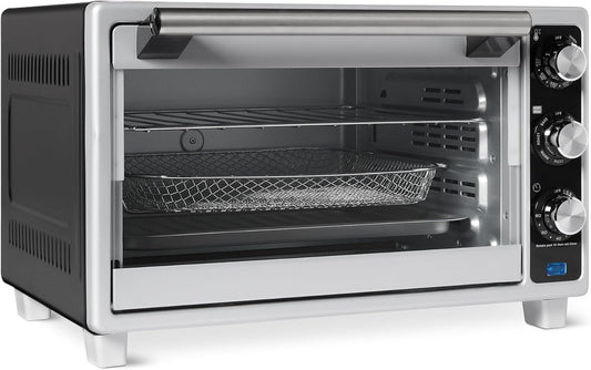 6-Slice 23-QT Toaster Oven with Built-In Air Fryer, 7-In-1 Cooking Options, 60-Min Timer & Adjustable Temperature (200℉ - 450℉), with Accessories, 1500W, Stainless Steel, Silver/Gray