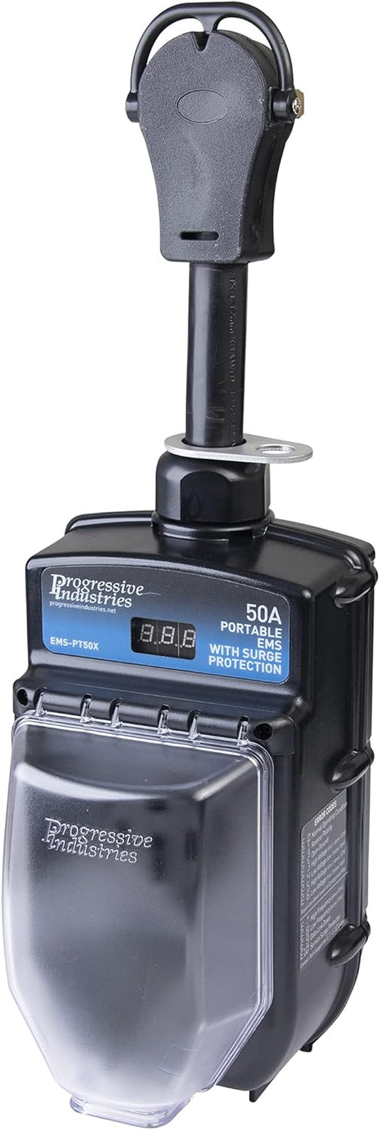Portable RV Surge Protector, 50 Amp EMS with Integrated Display, Fault Detection, and All Weather Shield Assembly - EMS-PT50X