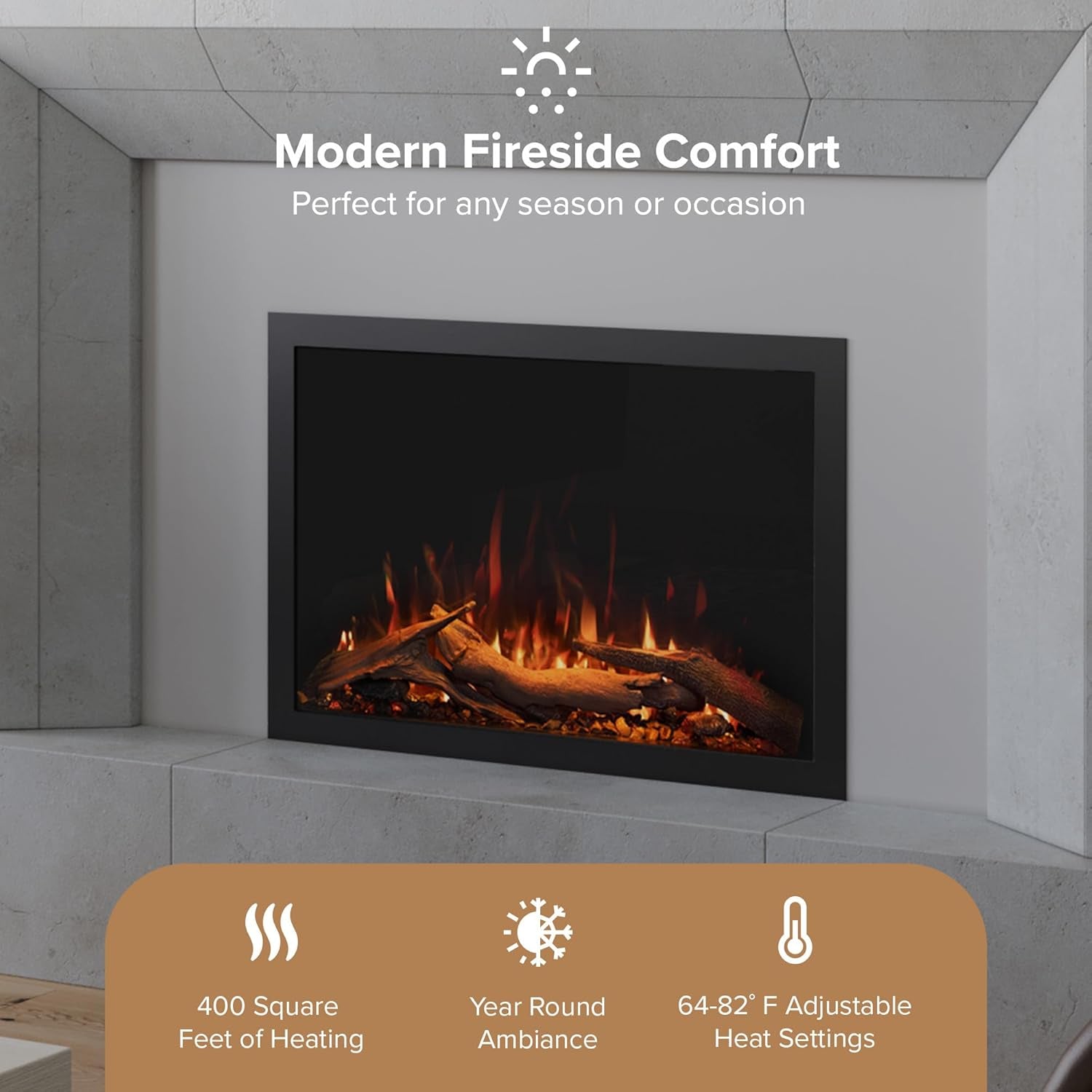 Highmark Traditional 30 Inch Built-In Smart Electric Fireplace Insert with Remote Control | Alexa/Wifi Enabled | Electric Firebox Heater with Multi-Color Flames | 1500W