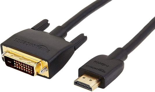 HDMI to DVI Adapter Cable, Bi-Directional 1080P, Gold Plated, Black, 6 Ft, 36-Packs