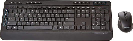 Full-Sized Wireless Computer Keyboard and Mouse Combo, QWERTY Layout, 2.4 Ghz USB Receiver, Black, Pack of 10