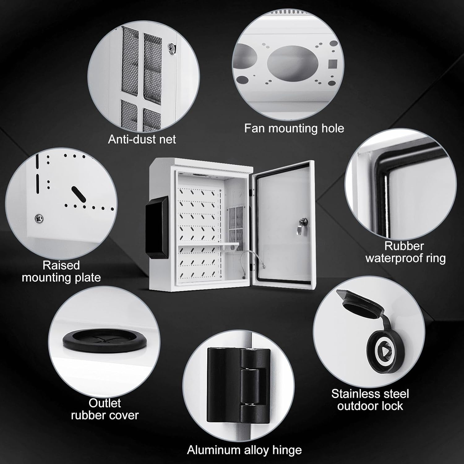 Outdoor Electrical Box, Cold-Rolled Steel Plate, Aluminum Alloy Back Beam, One-Piece Ventilation Design, IP65 Waterproof, Wall/Pole Mounted (19.6" X 15.7" X 7.9)