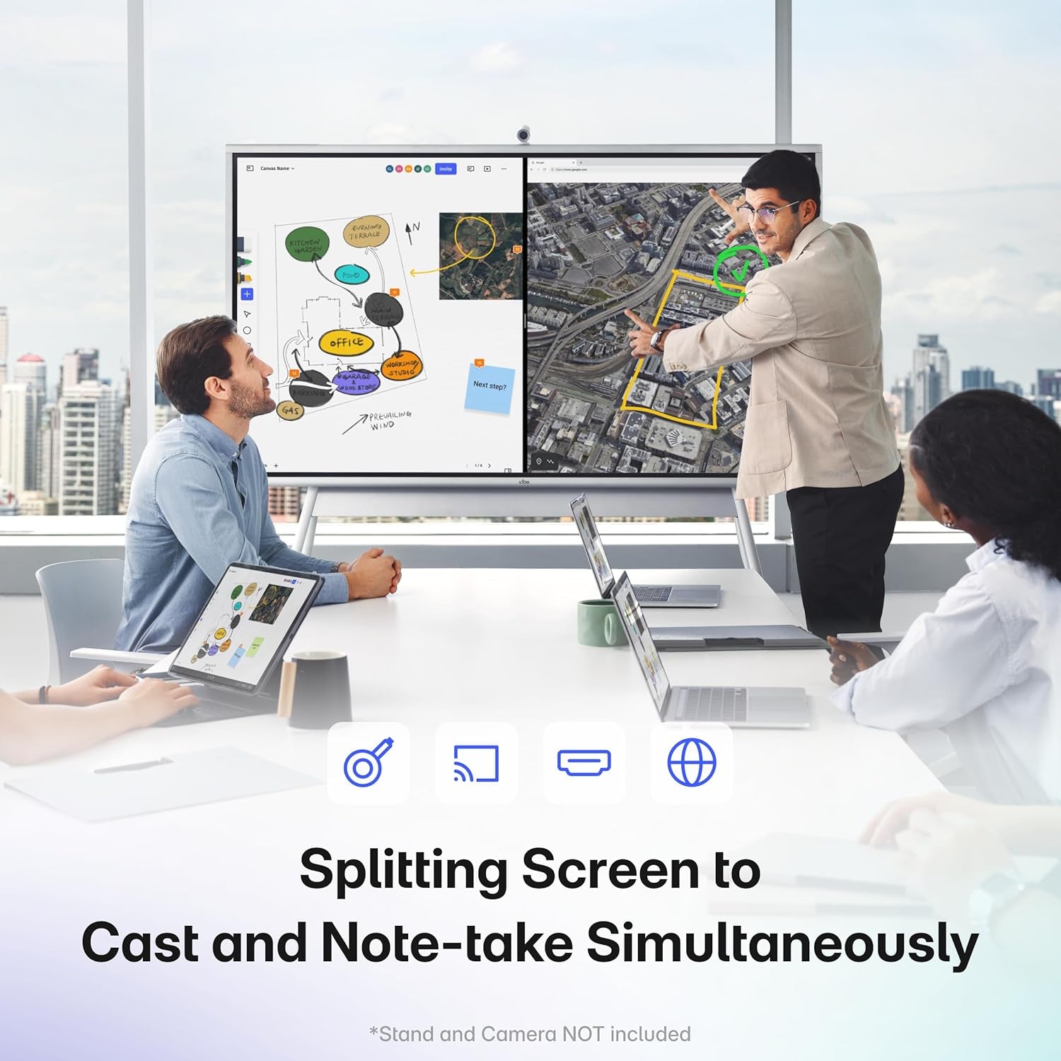 S1 4K UHD Smart Board, 55 Inch Digital Whiteboard for Office and Classroom, Electronic Presentation Meeting Device for Hybrid Work, Interative Touchscreen Display, Chrome OS and 250+ Free Apps
