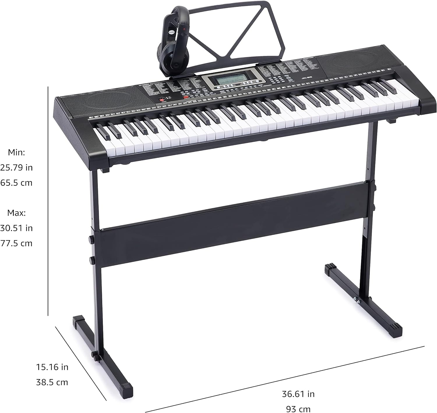 Electric Keyboard Piano with 61 Keys, Built-In Speakers, Songs for Learning, Black