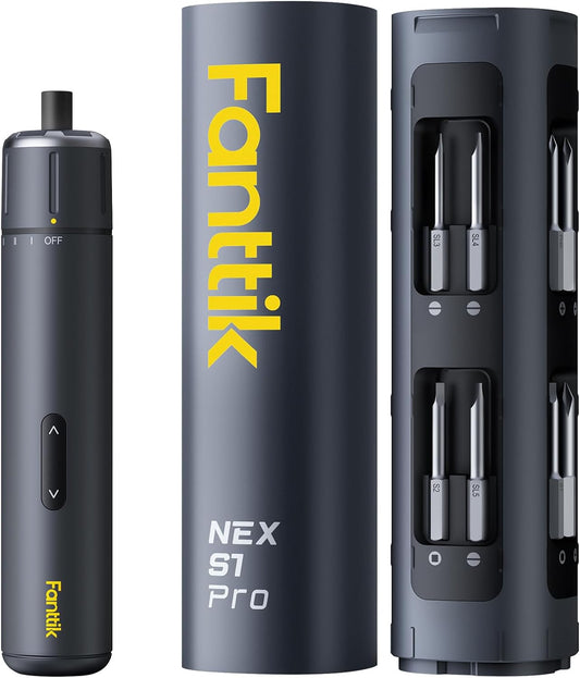 S1 Pro 3.7V Electric Screwdriver, Power Screwdriver With16 S2 Steel Bits, 3 Torque Settings, Max 6 N.M, 2000Mah Battery, LED Light & 1/4''Hex, Ideal Tool for Furniture & Gaming PC