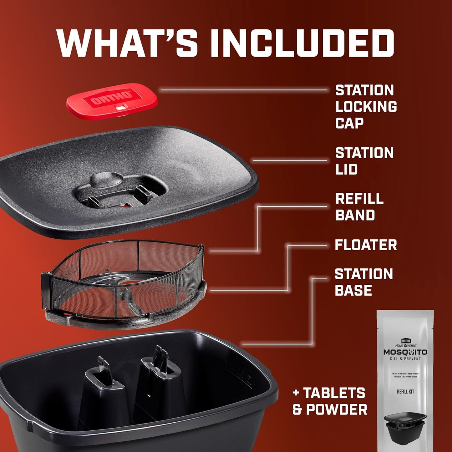 Home Defense Mosquito Kill and Prevent, Controls Mosquitoes and Larvae, Silent, Easy-To-Use, Protects up to 4,300 Sq. Ft., 1 Mosquito Station and 2 Refill Bands
