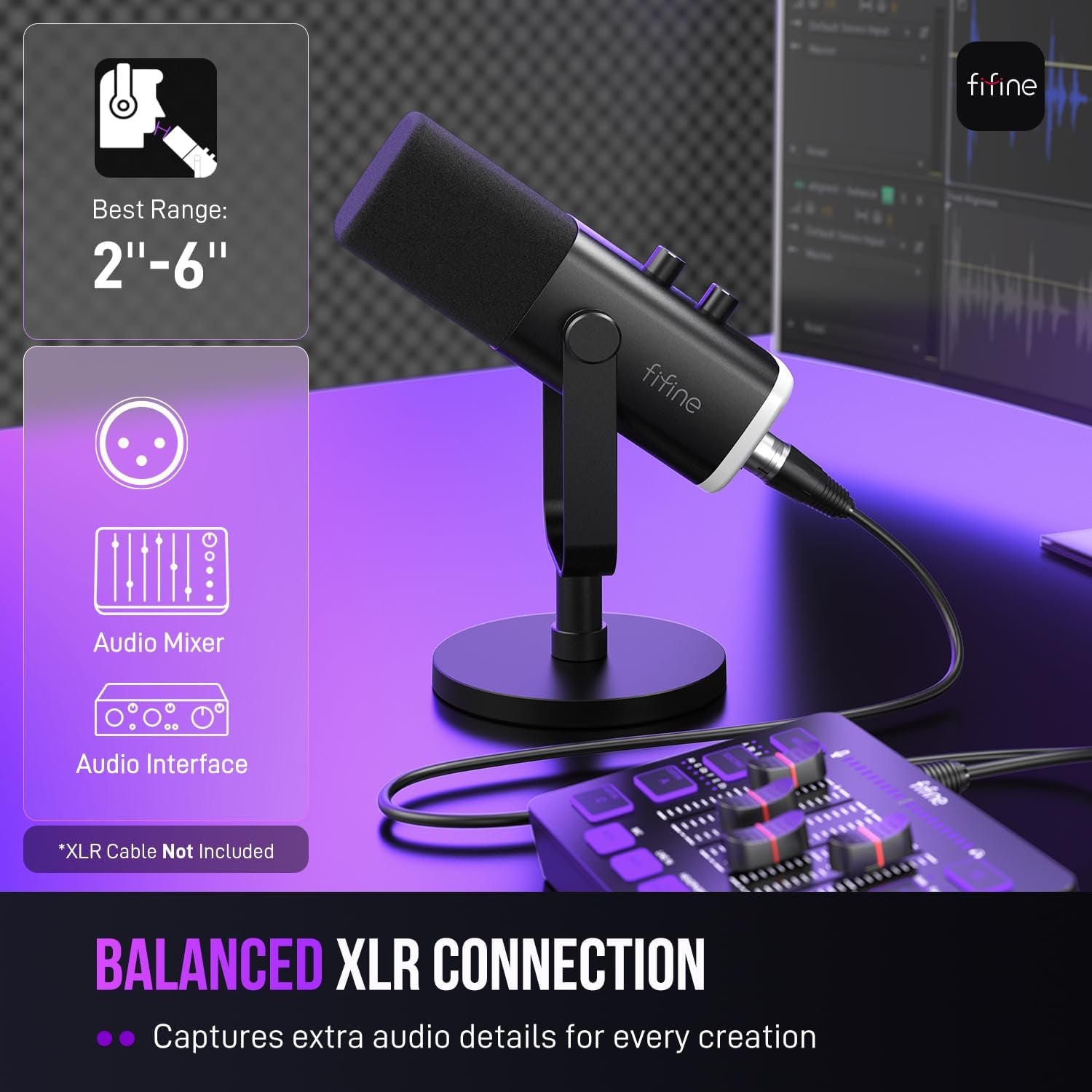 USB/XLR Dynamic Microphone for Podcast Recording, PC Computer Gaming Streaming Mic with RGB Light, Mute Button, Headphones Jack, Desktop Stand, Vocal Mic for Singing Youtube-Ampligame AM8