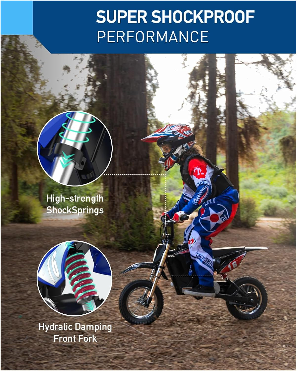 DK1 36V Electric Dirt Bike,300W Electric Motorcycle - up to 15.5MPH & 13.7 Miles Long-Range,3-Speed Modes Motorcycle for Kids Ages 3-10
