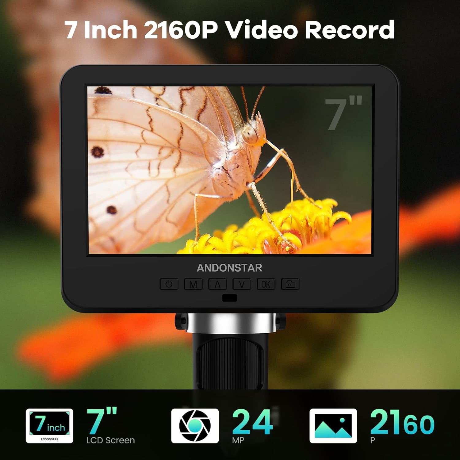 AD246S-M HDMI Digital Microscope 2000X for Adults, 3 Lens 2160P UHD Video Record, 7 Inch LCD Soldering Microscope for Electronics Repair, Error Coins, Pro Boom Arm Stand, Windows Compatible