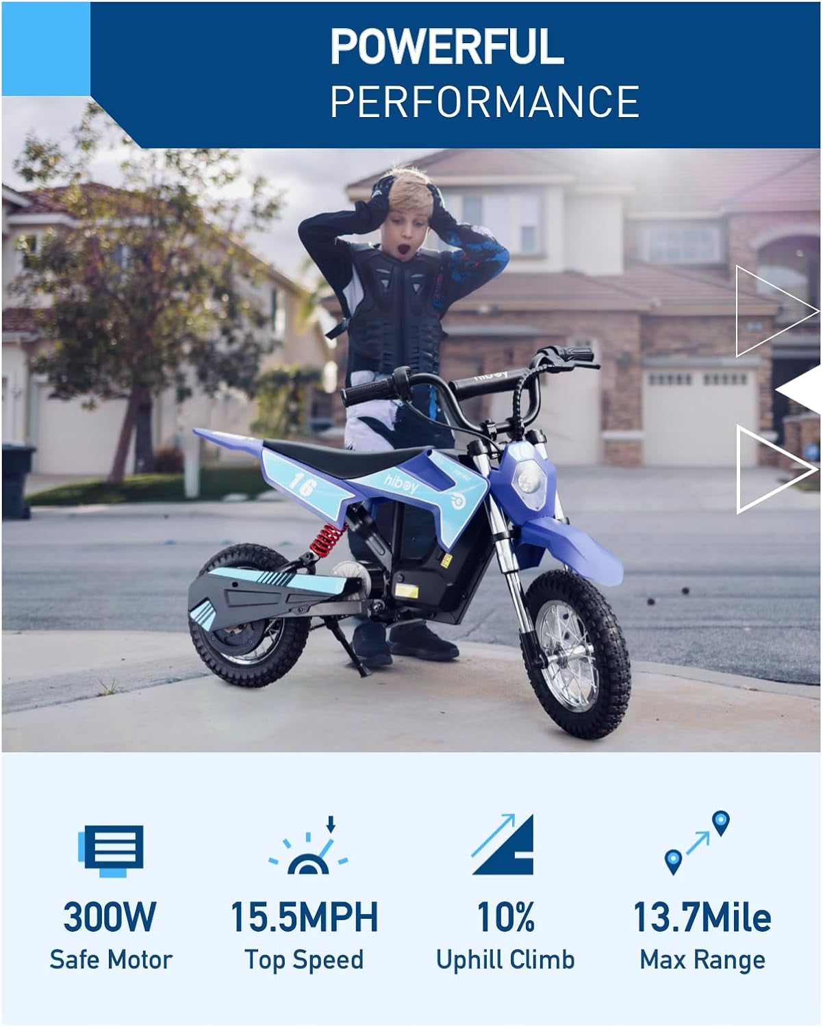 DK1 36V Electric Dirt Bike,300W Electric Motorcycle - up to 15.5MPH & 13.7 Miles Long-Range,3-Speed Modes Motorcycle for Kids Ages 3-10