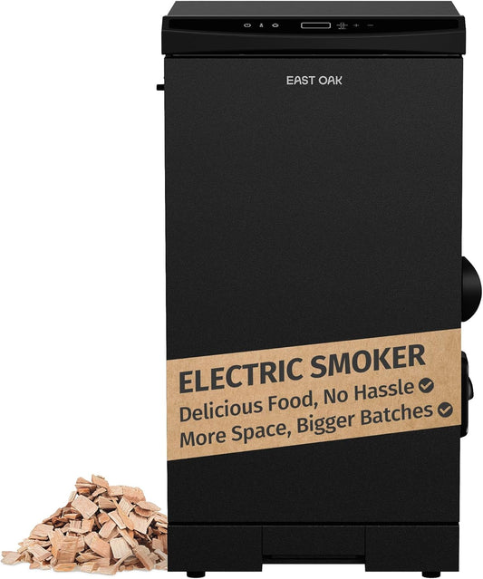 30-Inch Electric Smoker, Outdoor Smoker with Convenient Side Wood Chip Loader, 725 Sq Inches of Cooking, Digital Control and 4 Removable Racks for Outdoor Kitchen, BBQ, Backyard, Black